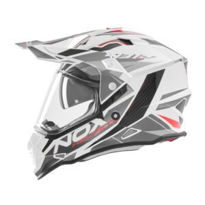 Kaciga NOX Enduro sa vizirom N312 TRACK crveno bela
