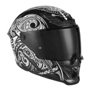 Kaciga NOX EXKLUZIV GOLIATH MAORI Full Face mat crno bela